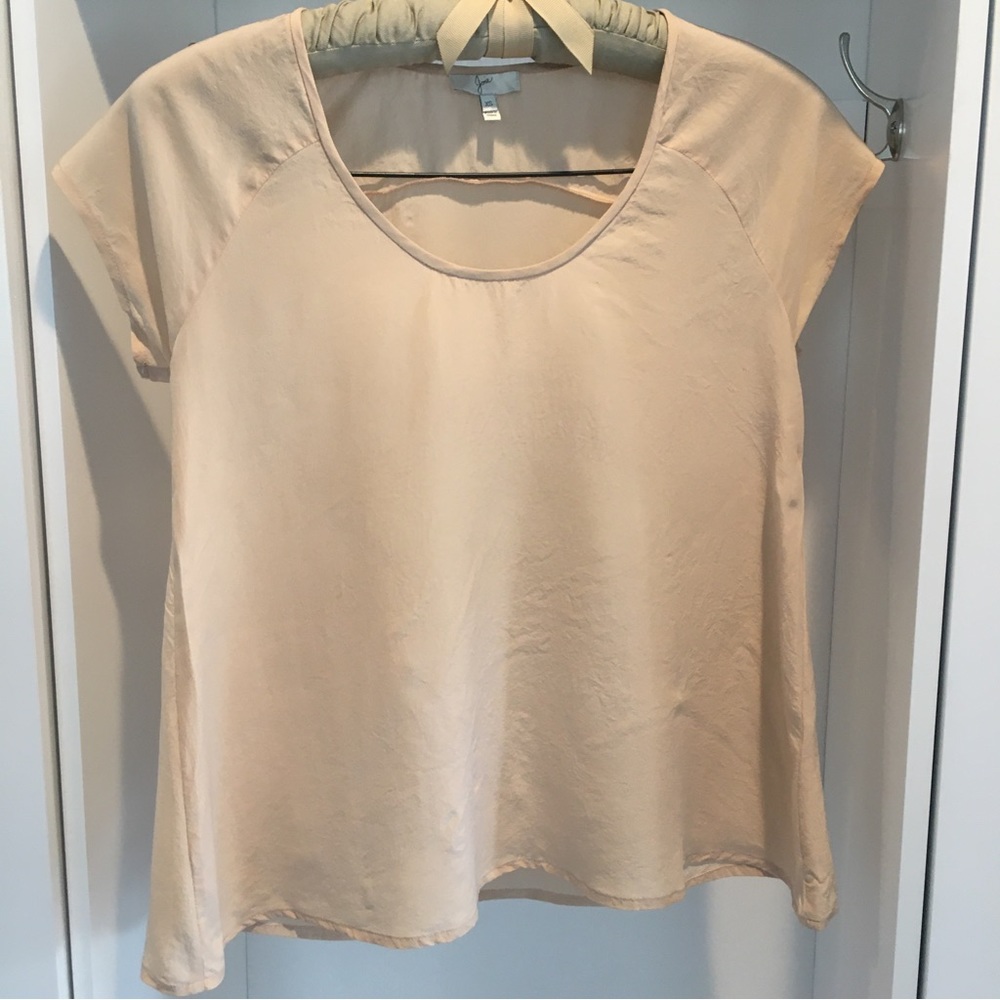Short-sleeve 100% Silk Joie Blouse, Blush color, Size XS